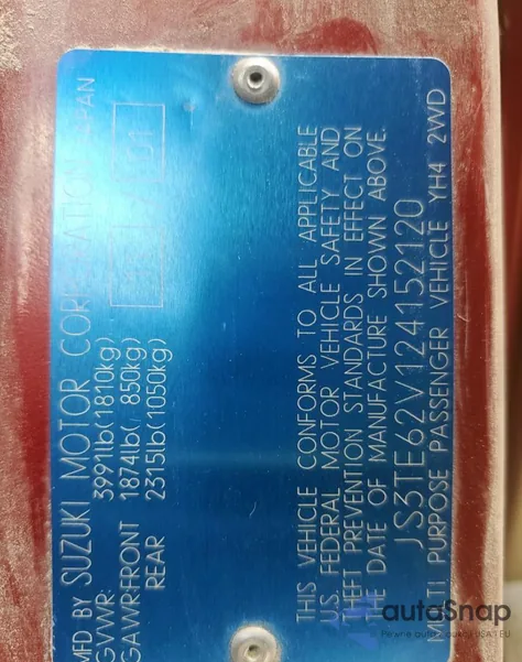 2002 Suzuki Grand Vitara Jls Limited from USA, damaged, VIN JS3TE62V124152120